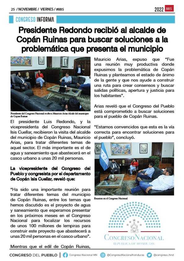 Presidente Redondo recibió al alcalde de Copán Ruinas para buscar soluciones a la problemática que presenta el municipio